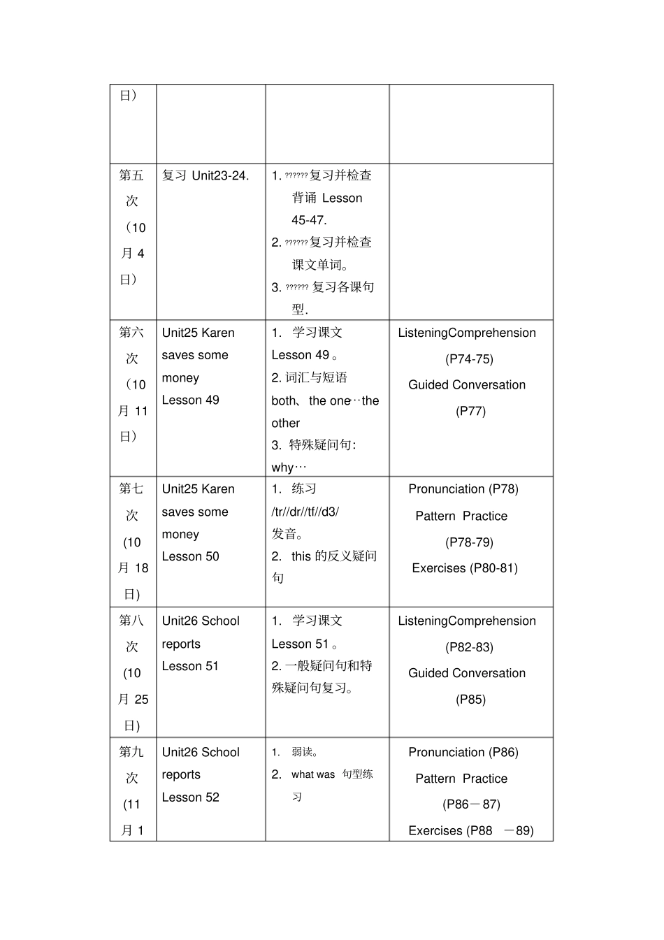 秋季新概念英语青少版B教学计划_第2页