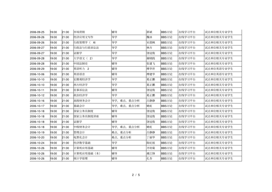 秋季浙江电视大学网上教学活动安排表_第2页