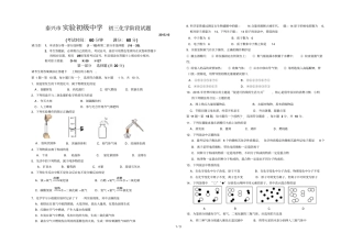秋学期泰兴试验初中初三第一次阶段考试化学试卷