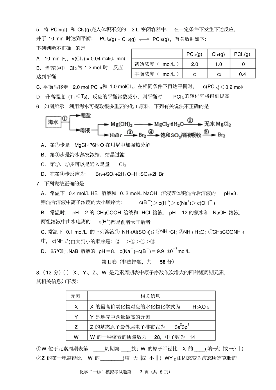 科大试验化学一诊模拟_第2页