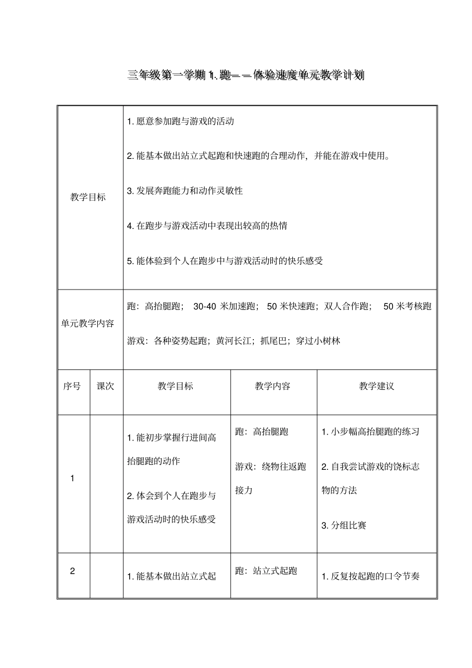 科学的预设艺术的生成黑龙江出版社小学体育三年级第一学期各单元教学计划_第1页