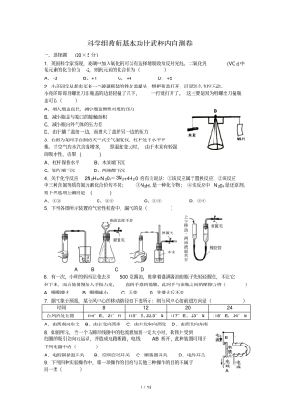 科学组优秀教师基本功比武校内自测卷