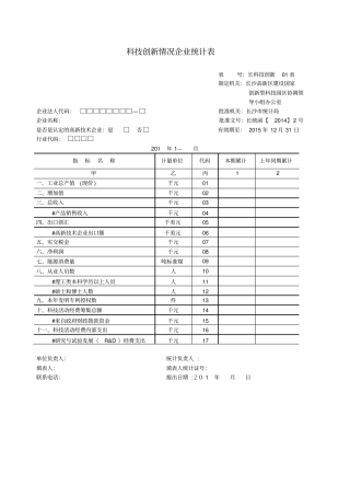 科技创新情况企业统计表