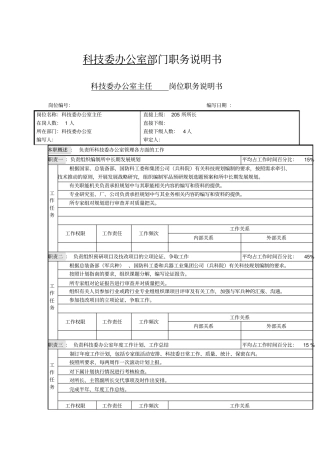 科技委办公室职位说明