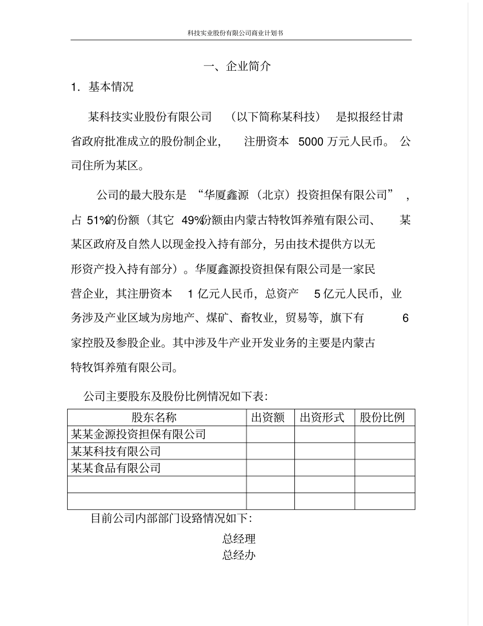 科技实业股份有限公司商业计划书_第3页