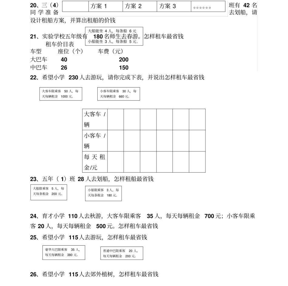 租车租船旅游费用费用专项练习_第3页