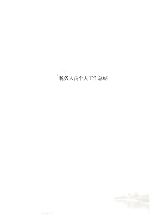 税务人员个人工作总结