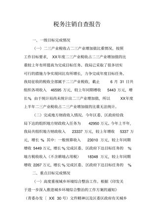 税务注销自查报告