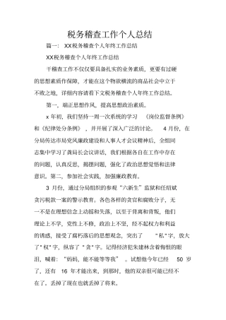 税务稽查工作个人总结
