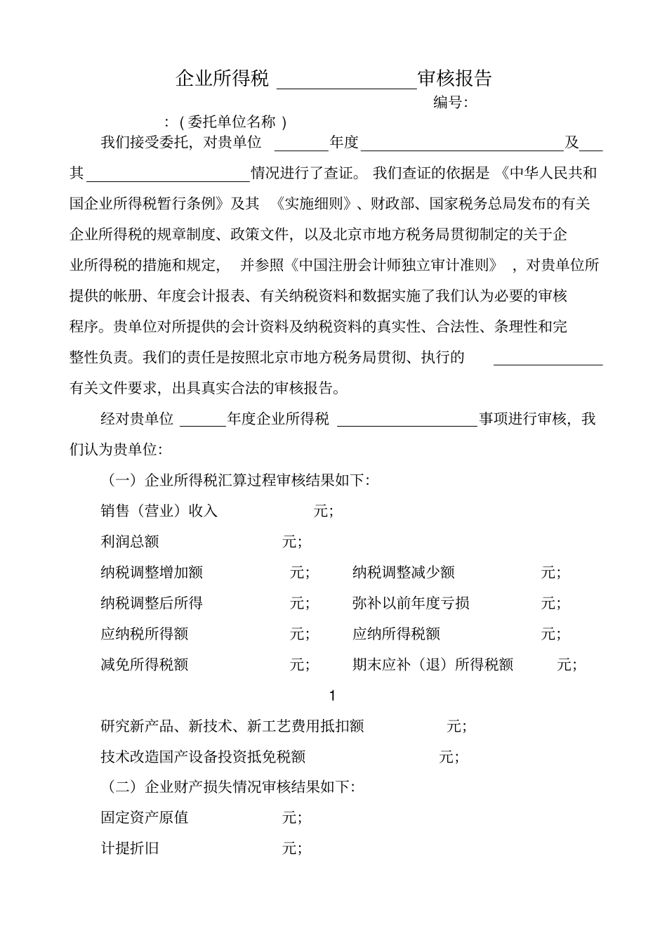 税审报告格式国税_第1页