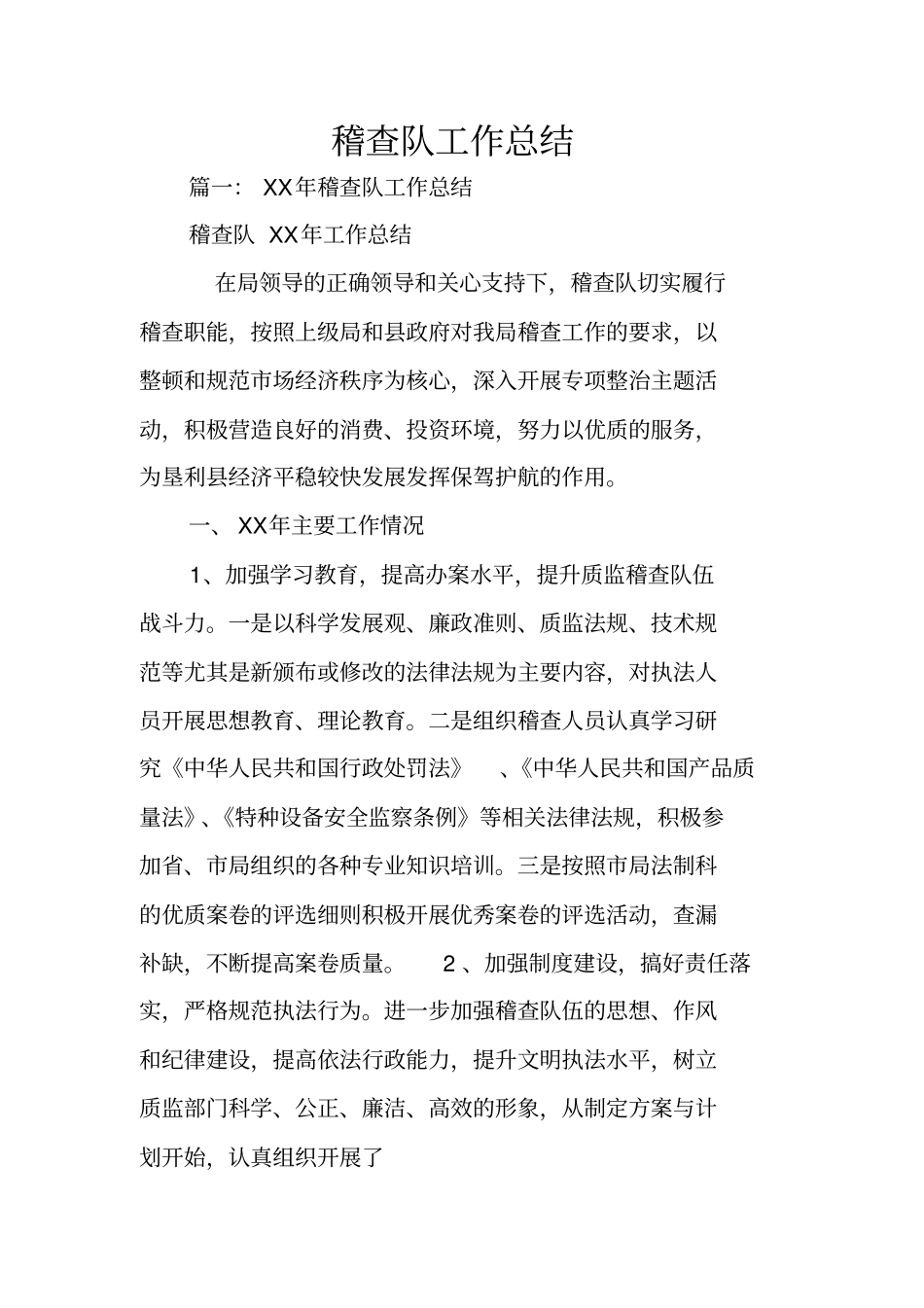 稽查队工作总结_第1页