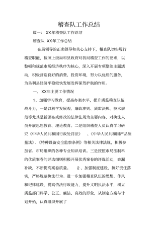 稽查队工作总结