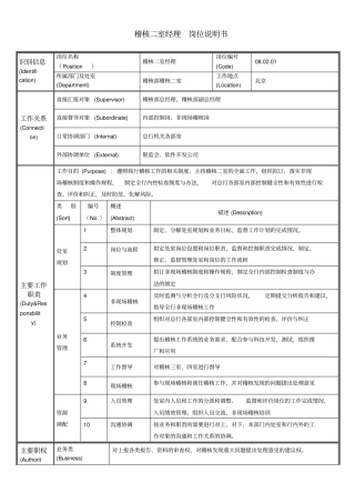 稽核二室经理岗位说明书