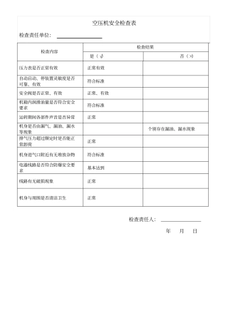 空压机安全检查表汇编