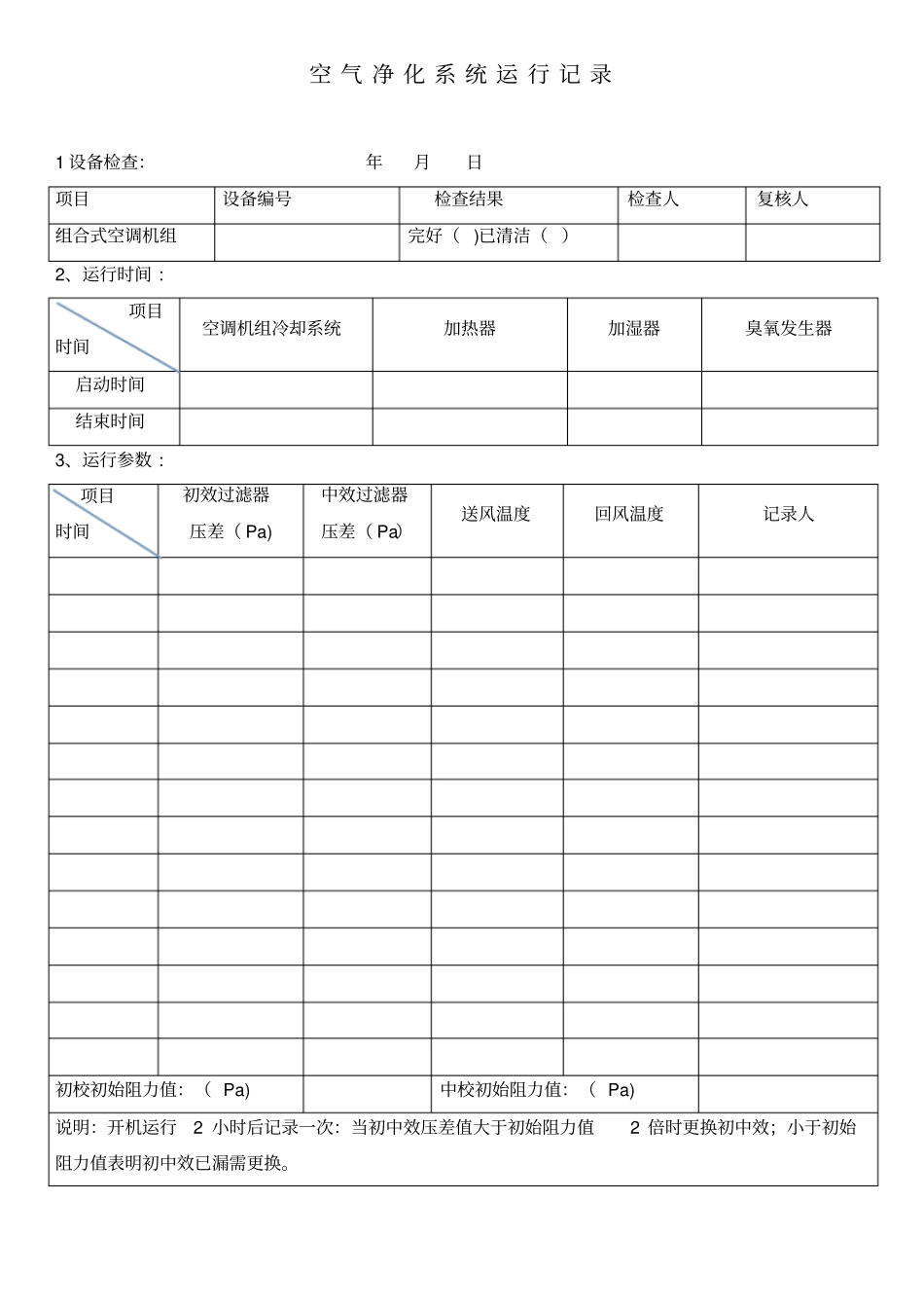 空气净化机组运行记录_第1页