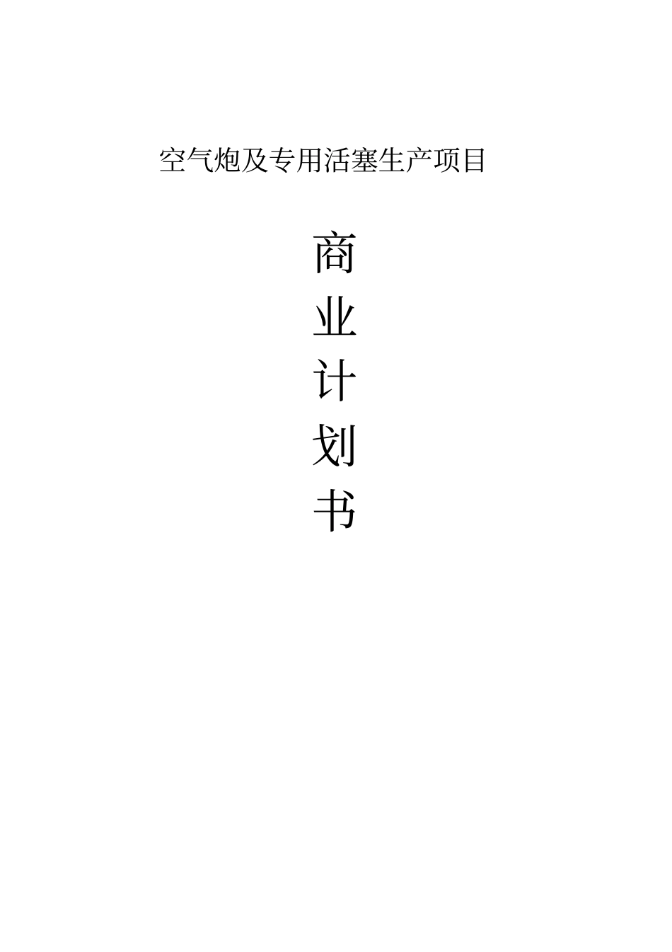 空气炮及专用活塞生产项目可行性商业计划书_第1页