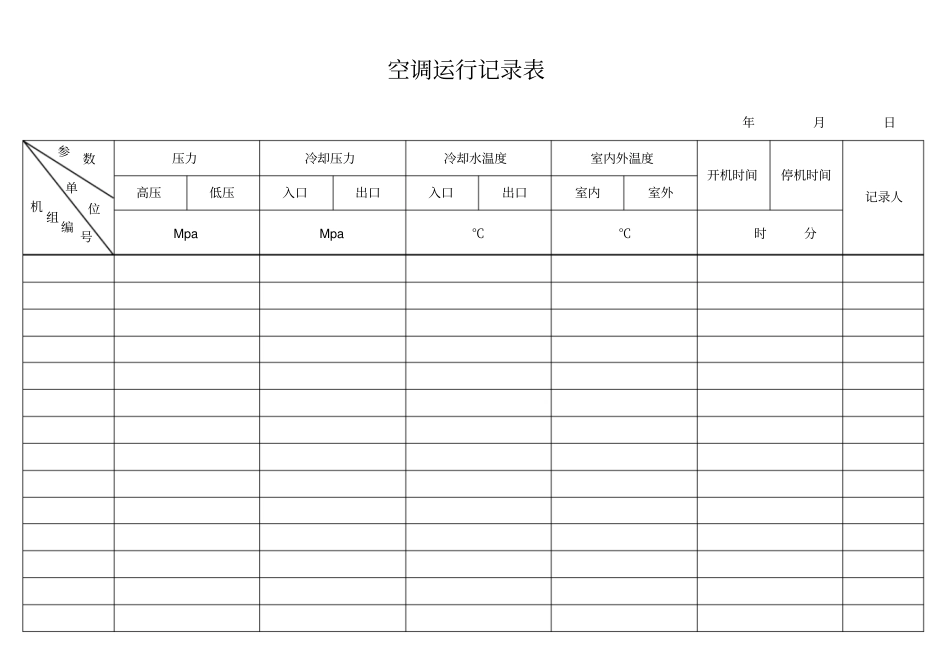 空调运行记录表_第1页