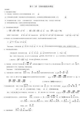 空间向量基本知识点