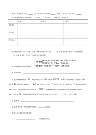 空间点直线平面之间位置关系与平行判定习题