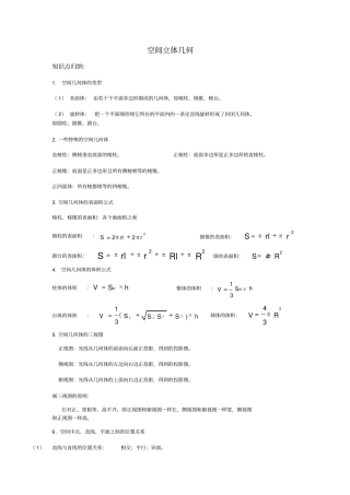 空间立体几何高考知识点总结及经典题目