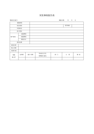 突发事故报告表