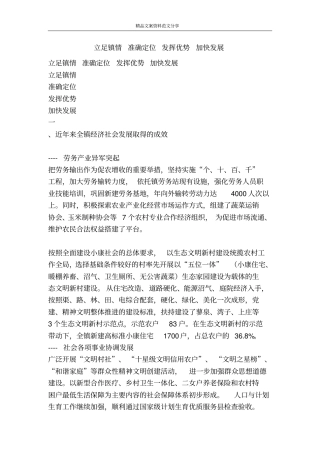 立足镇情准确定位发挥优势加快发展-精品文案范文