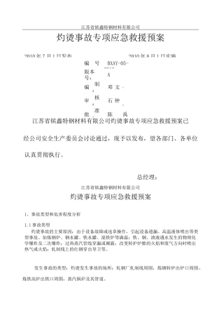 灼烫事故专项应急预案