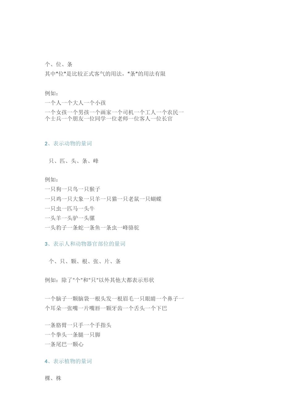 小学语文1-6年级量词分类大全+常见搭配汇总_第1页