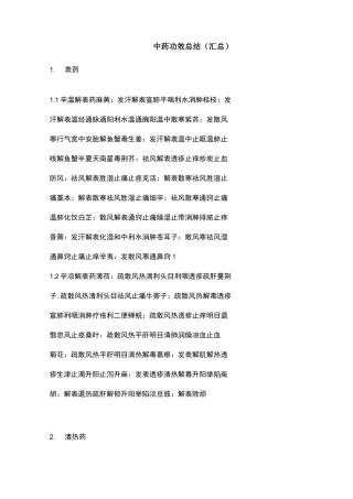 中药功效总结(汇总)