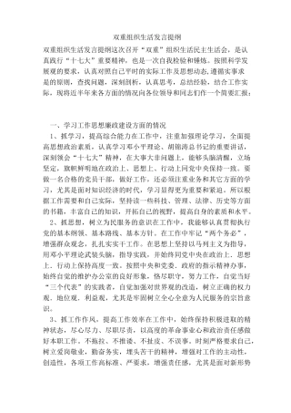 双重组织生活发言提纲