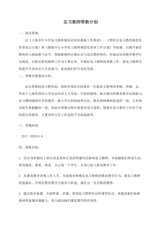 见习教师的带教计划
