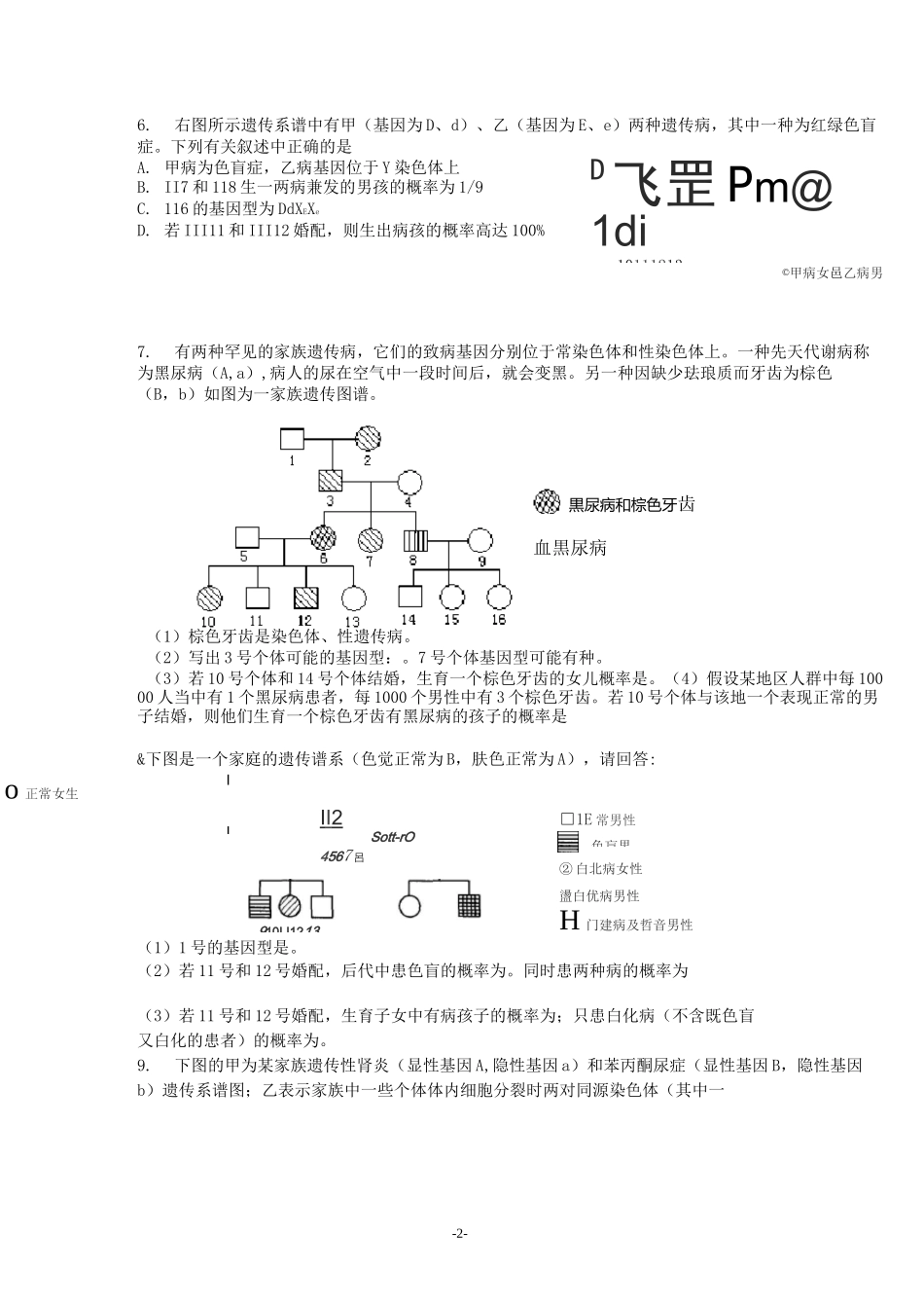 遗传系谱图专题训练一_第2页