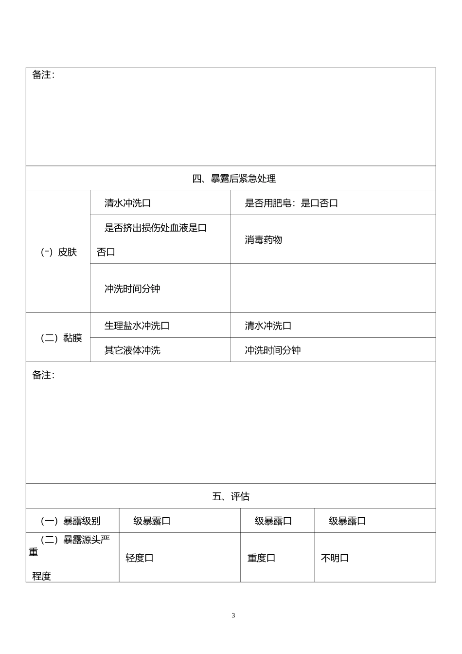 艾滋病病毒职业暴露个案登记表_第3页