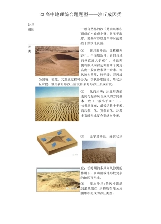高中地理综合题题型——沙丘成因类