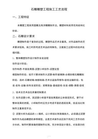 石雕、铜雕施工工艺流程