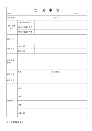 立项申请书模板