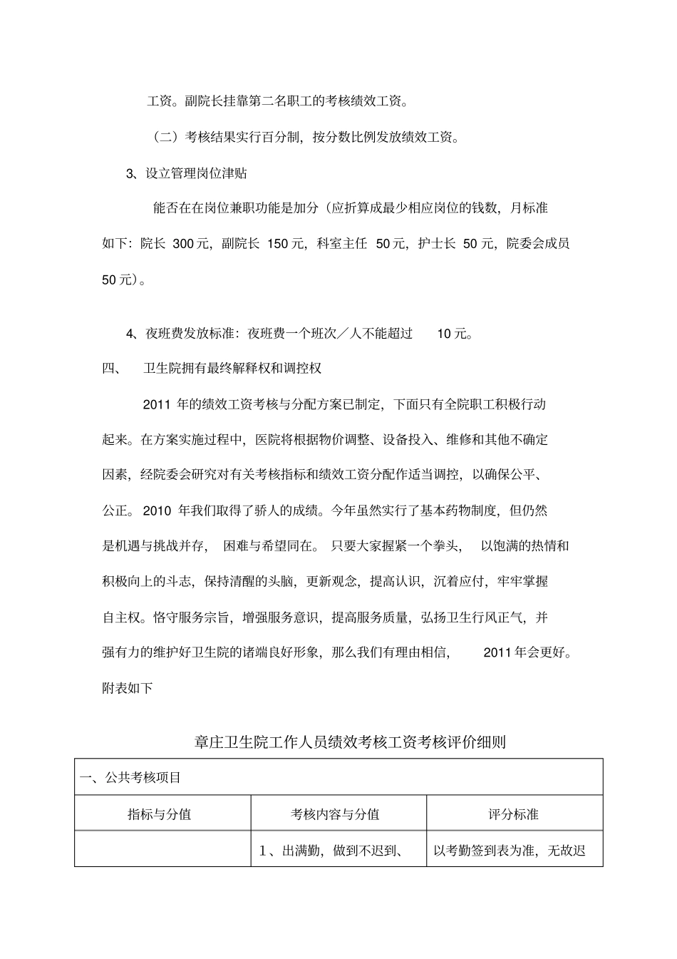 章庄卫生院绩效工资考核与分配方案_第2页