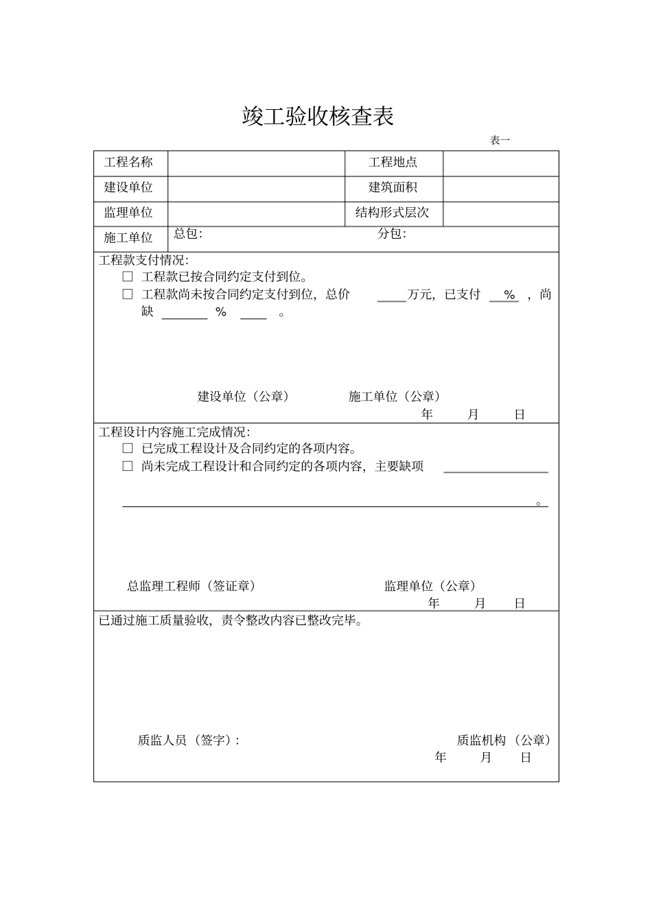 竣工验收核查表_第1页