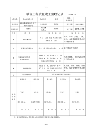 竣工验收表五方盖章