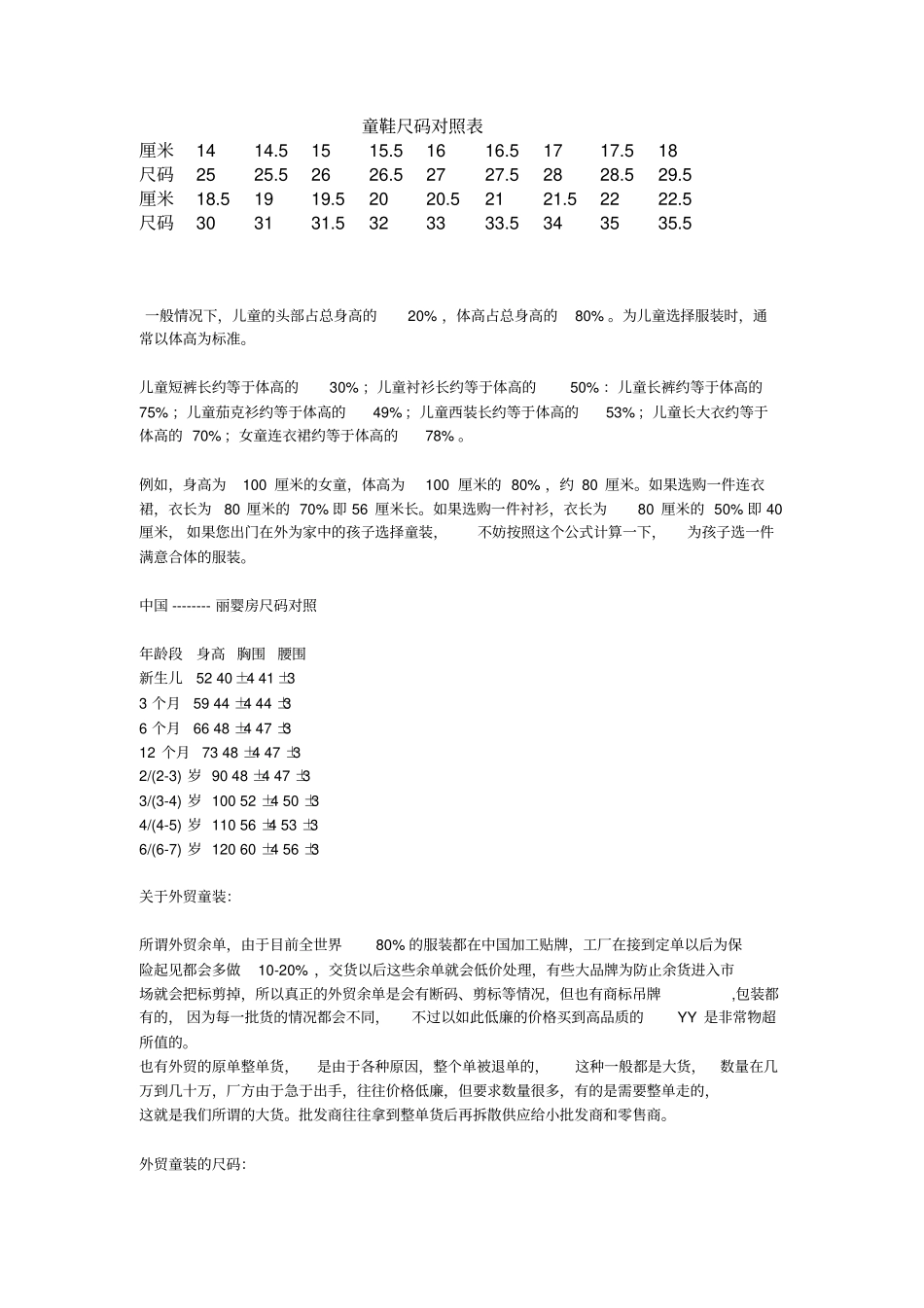 童装童鞋尺码对照_第2页