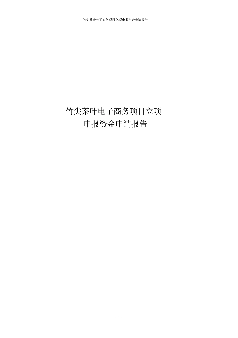 竹尖茶叶电子商务项目立项申报资金申请报告_第1页