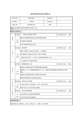 签约审核员岗位说明书