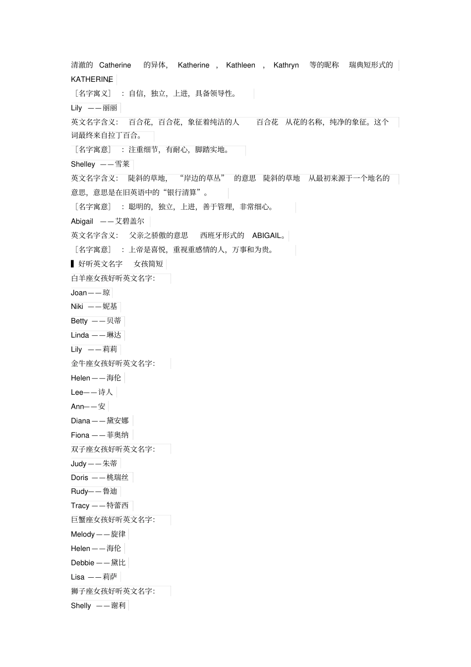 简单好听的女生英文名_第3页