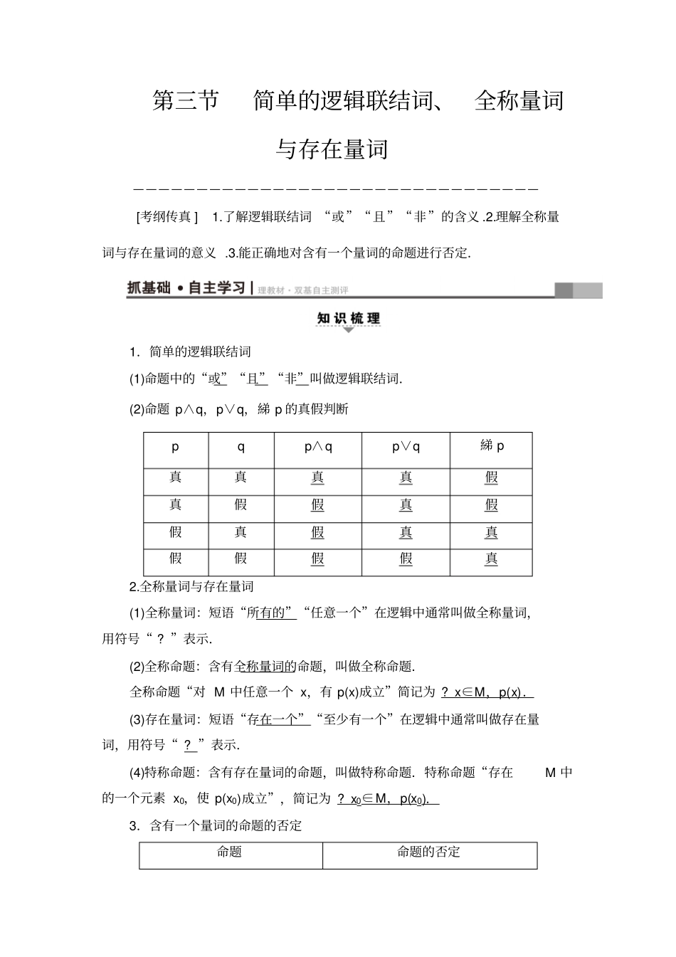 简单逻辑联结词、全称量词与存在量词_第1页