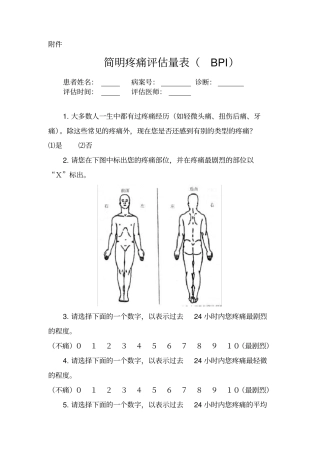 简明疼痛评价量表BPI