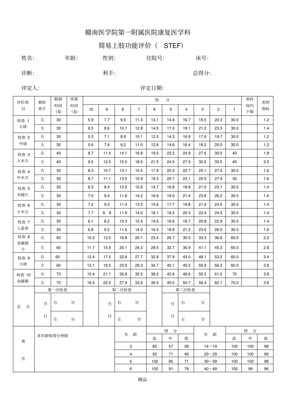 简易上肢功能评价STEF_第1页