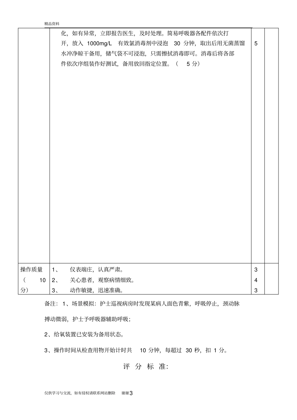 简易呼吸器操作考核评分标准教程文件_第3页