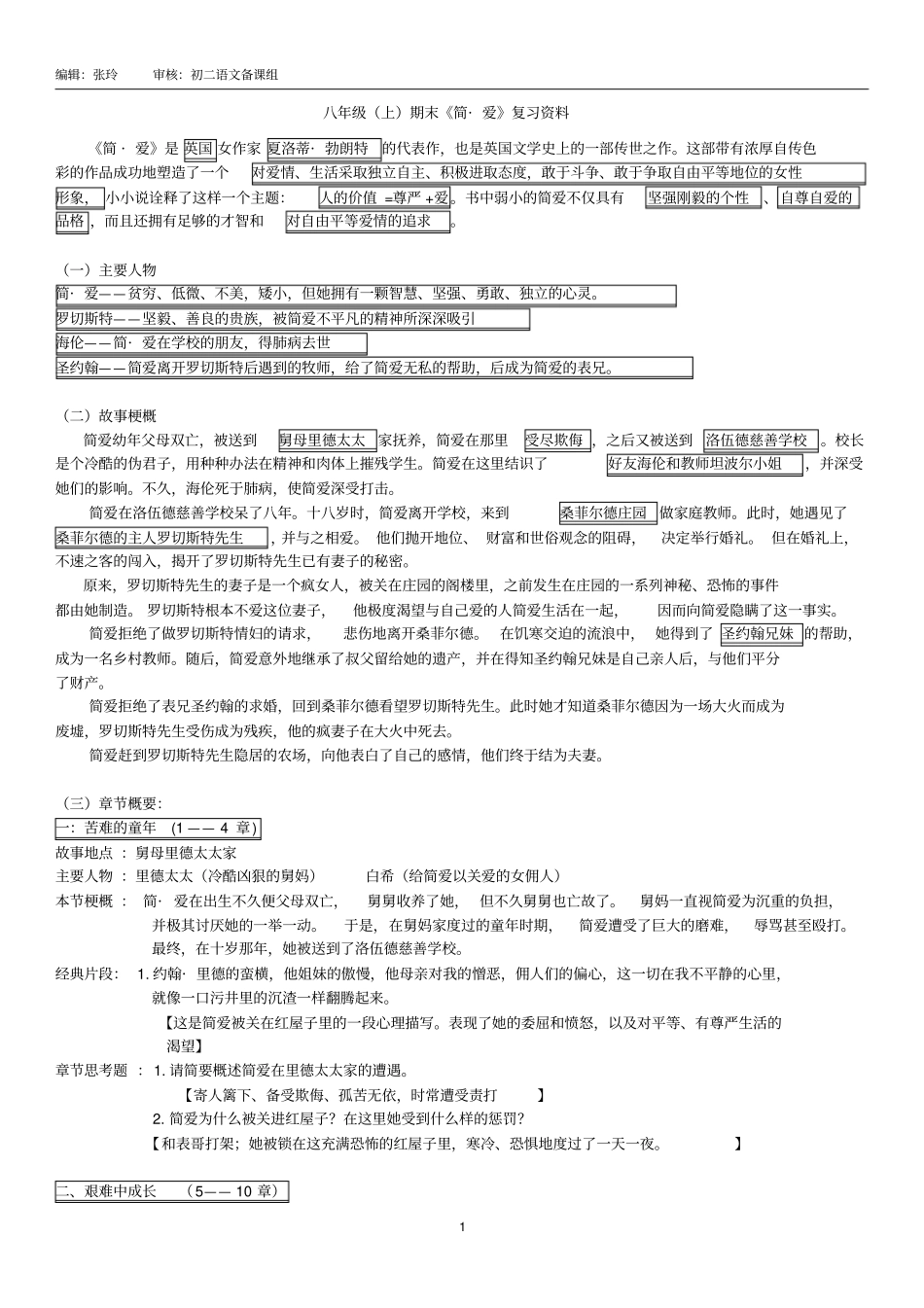 简爱名著导读及阅读练习含答案,推荐文档_第1页