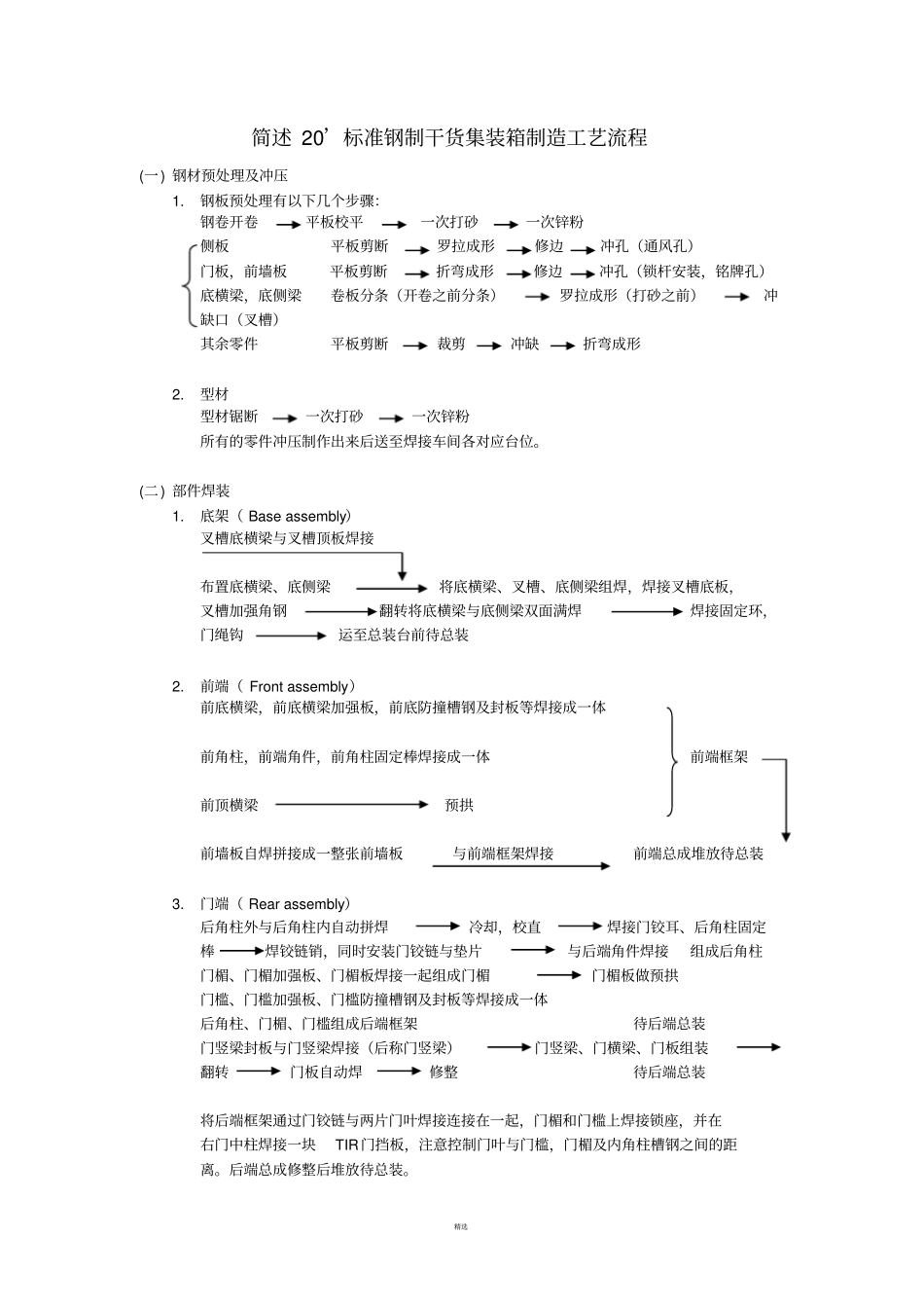 简述集装箱制造工艺流程_第1页