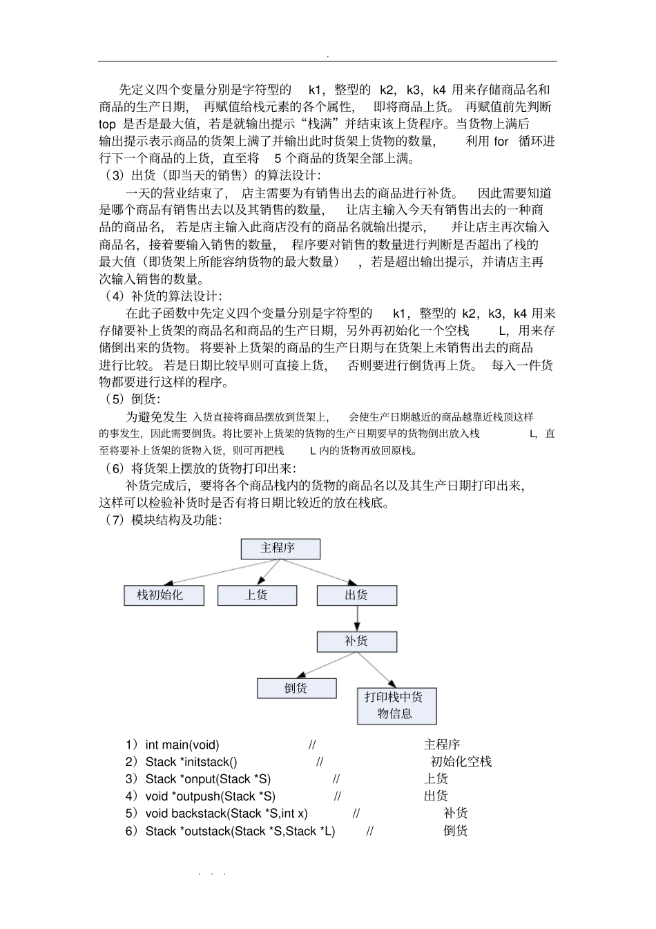 算法与数据结构的商品货架管理课程设计报告还有程序源代码_第3页